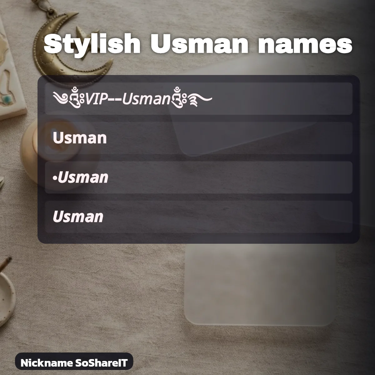 Stylish Usman names with fonts and symbols