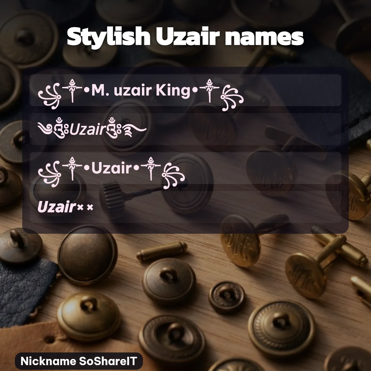 Stylish Uzair names with fonts and symbols