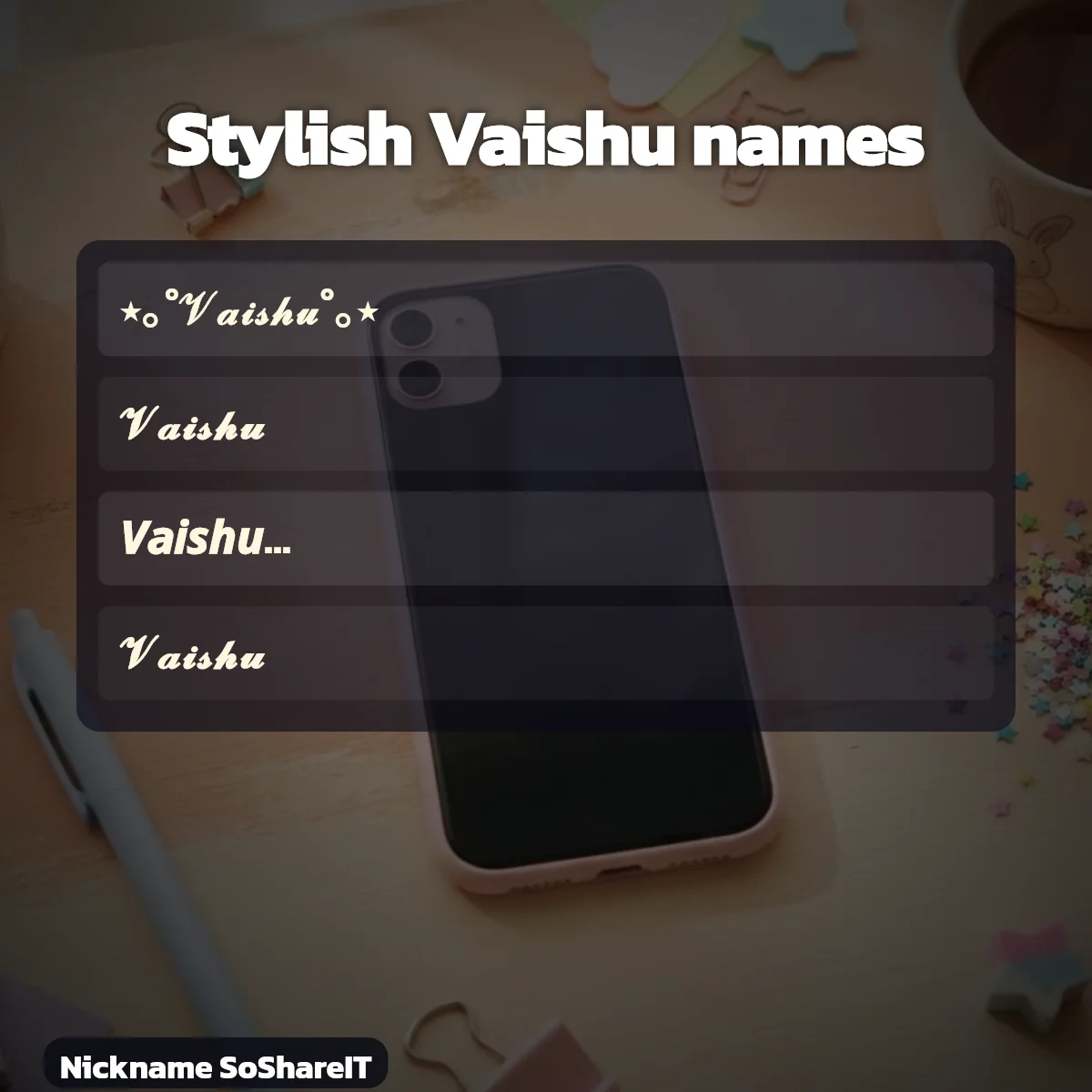 Stylish Vaishu names with fonts and symbols