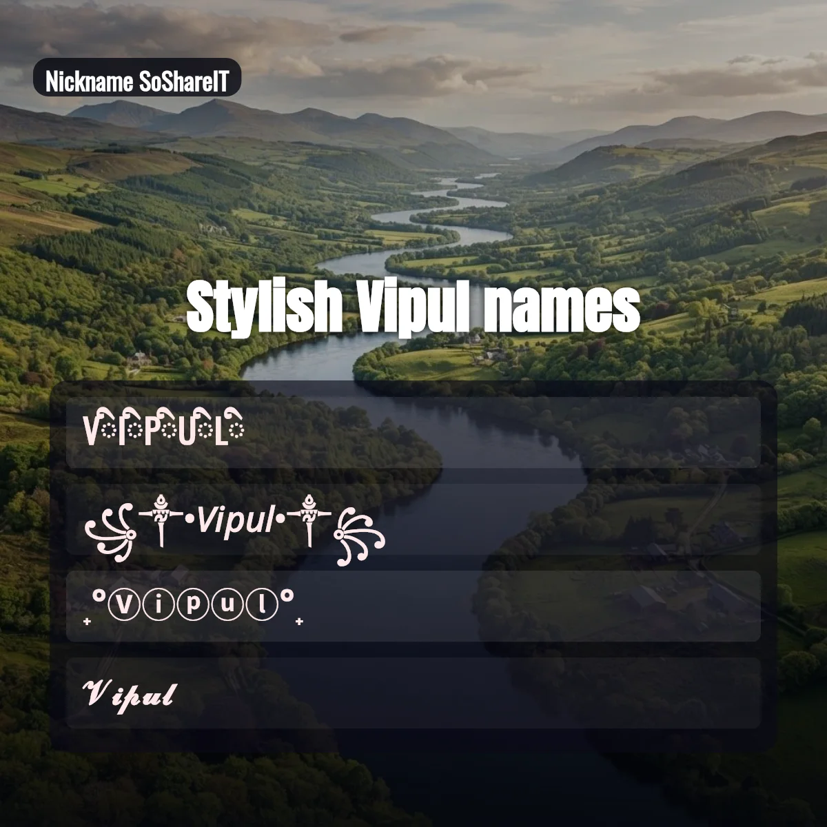 Stylish Vipul names with fonts and symbols