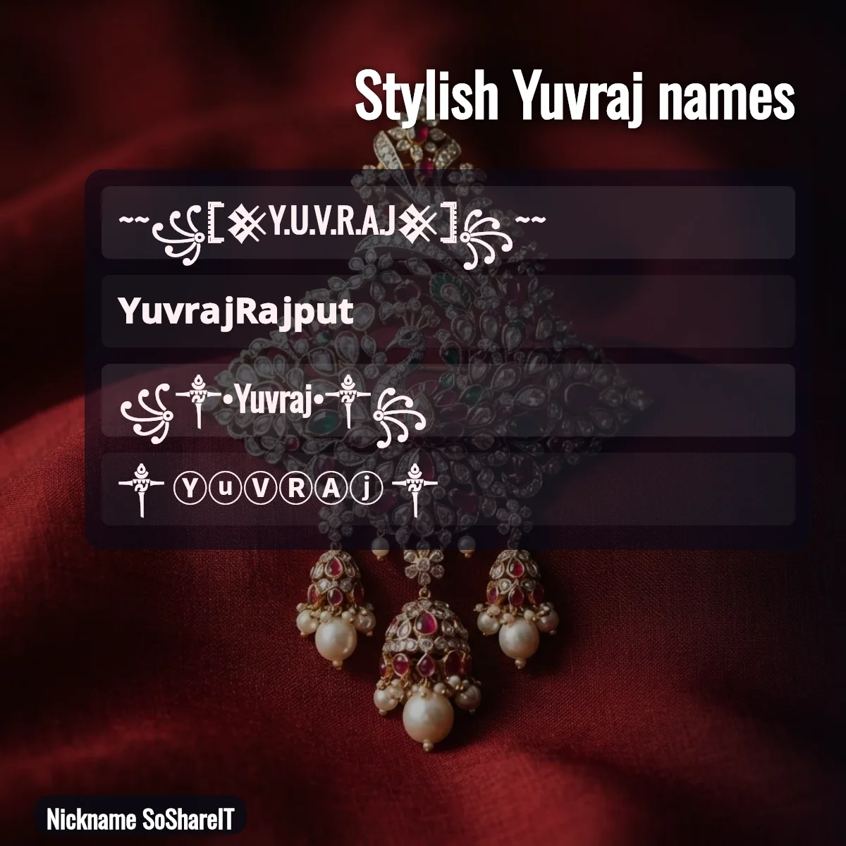 Stylish Yuvraj names with fonts and symbols