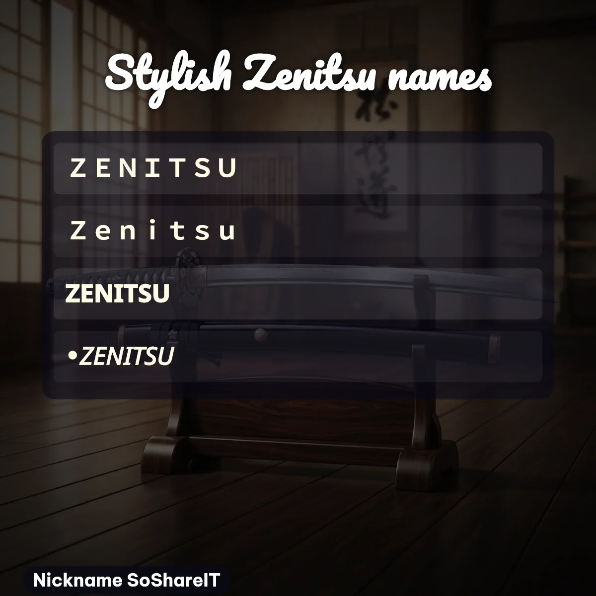 Stylish Zenitsu names with fonts and symbols