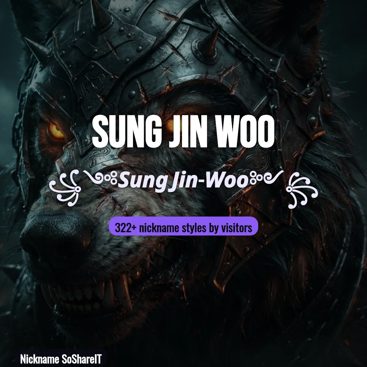 Sung Jin Woo nickname styles on Nickname SoShareIT