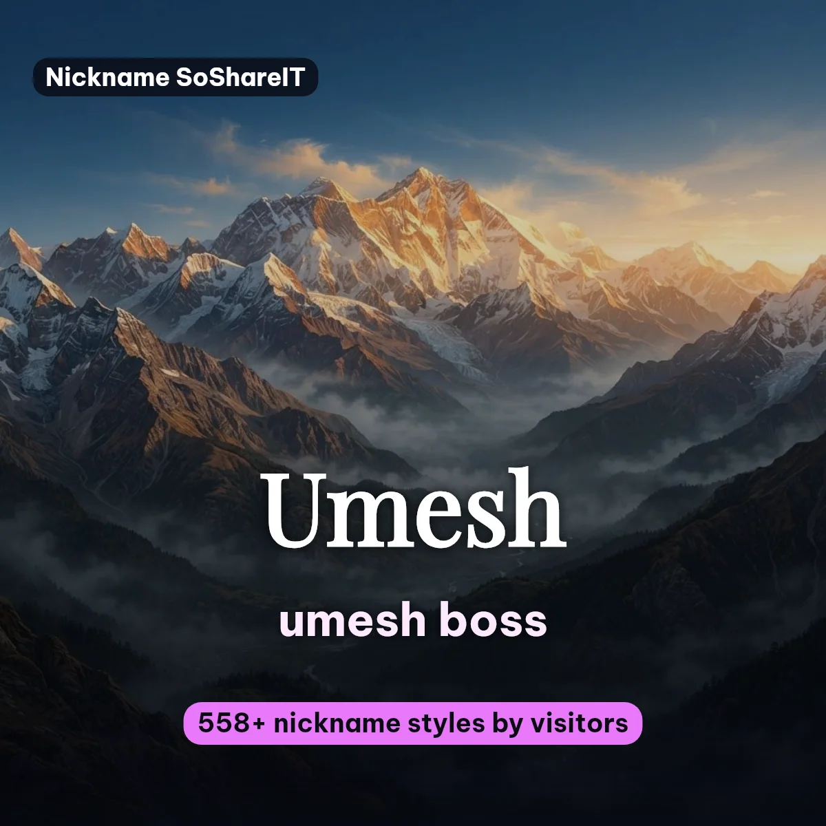 Umesh nickname styles on Nickname SoShareIT
