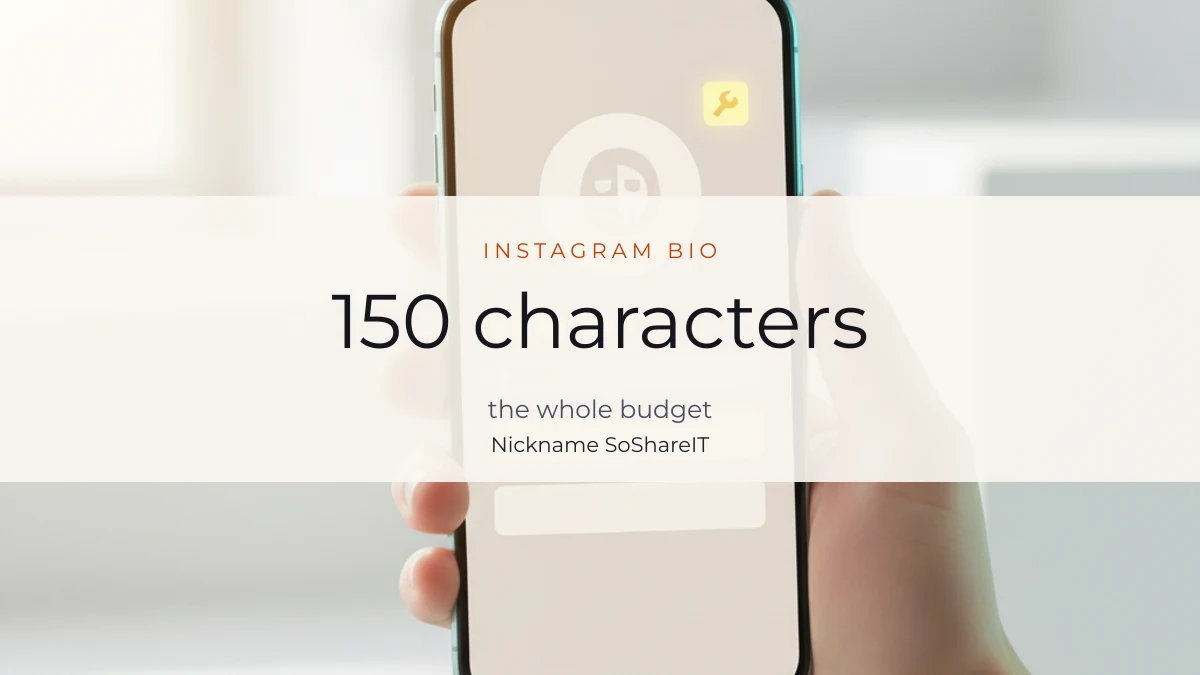 Phone showing a profile page, illustrating the Instagram bio character limit