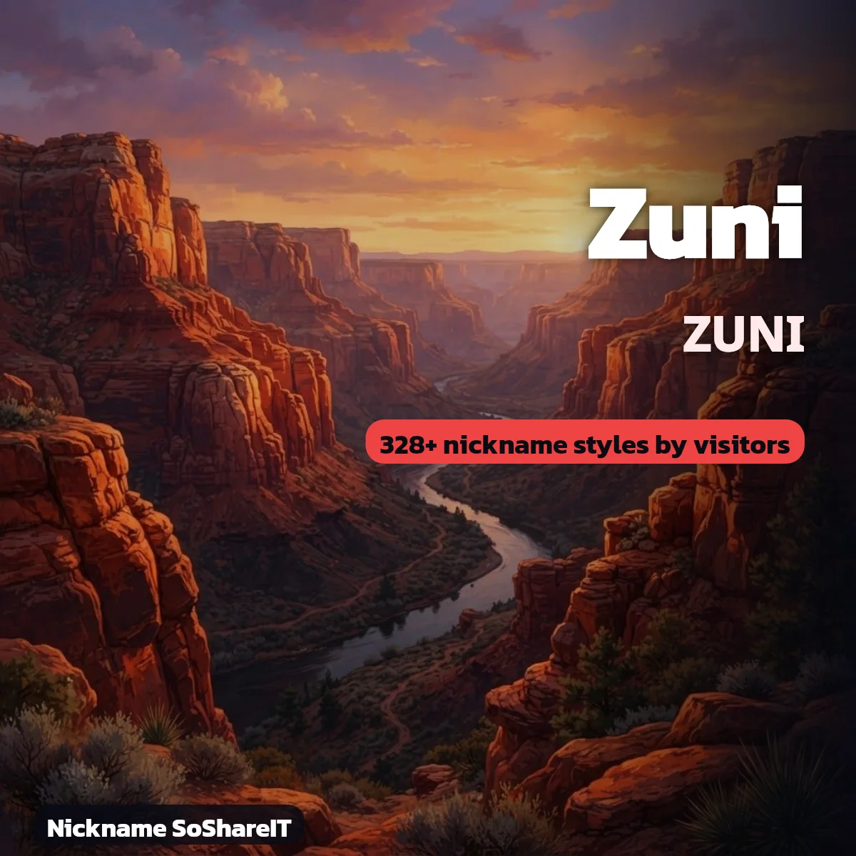 Zuni nickname styles on Nickname SoShareIT